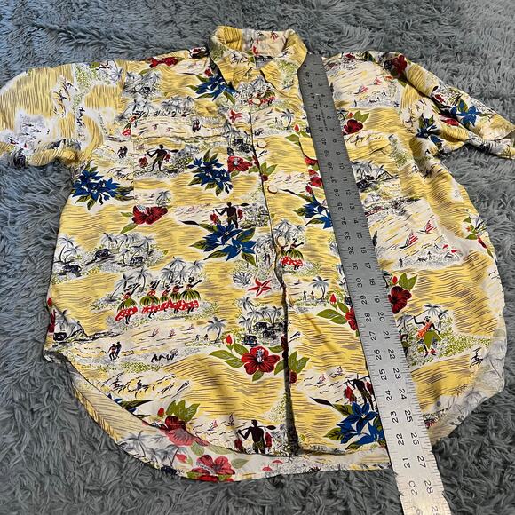 Vintage 90s Ary Cooper Hawaiian Loop Collar Rayon Button Up Aloha Shirt Medium - Picture 6 of 8